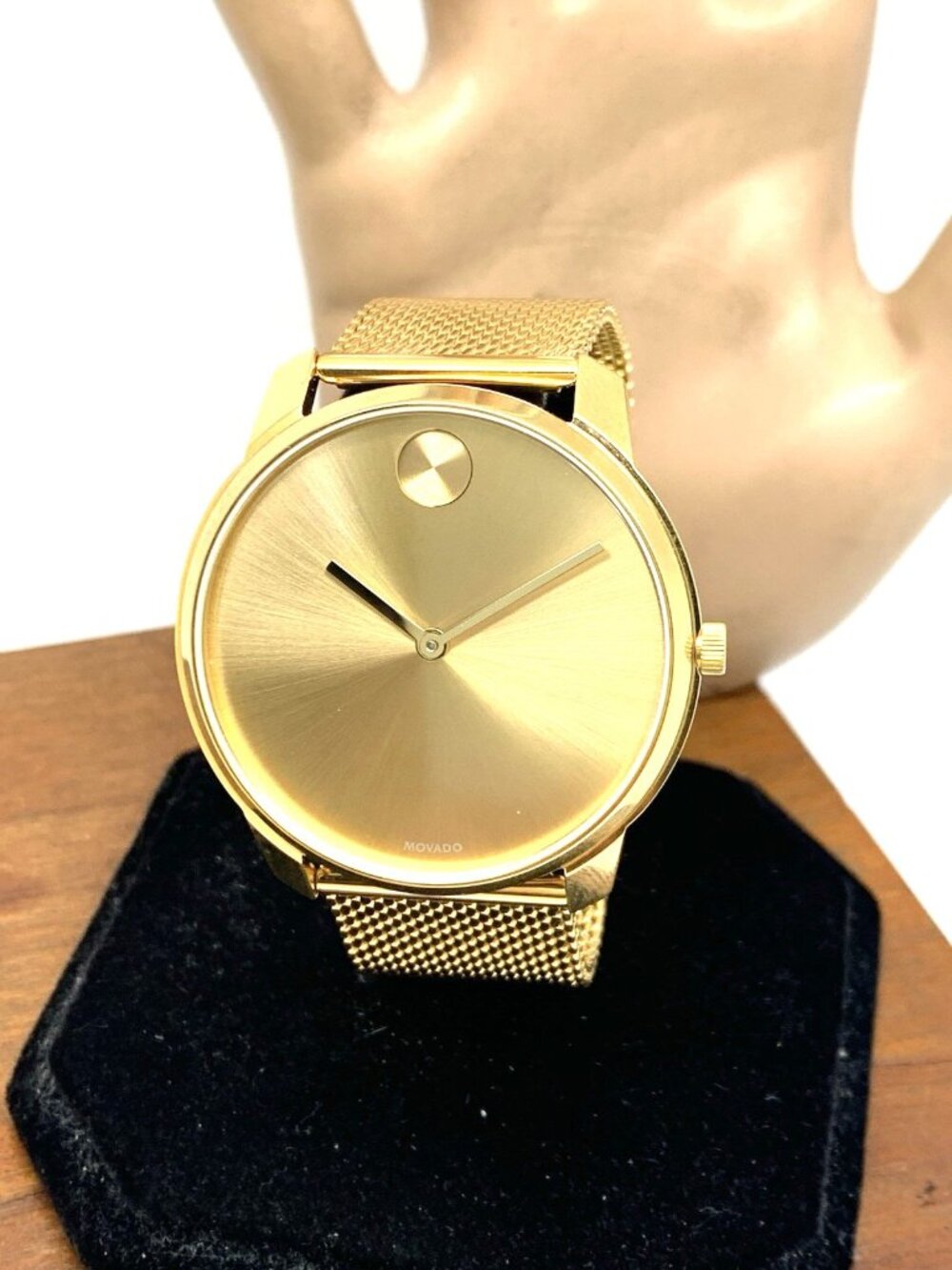 Movado Men's Watch 3600588 Bold Gold Dial Swiss Quartz Steel Mesh Bracelet 42mm